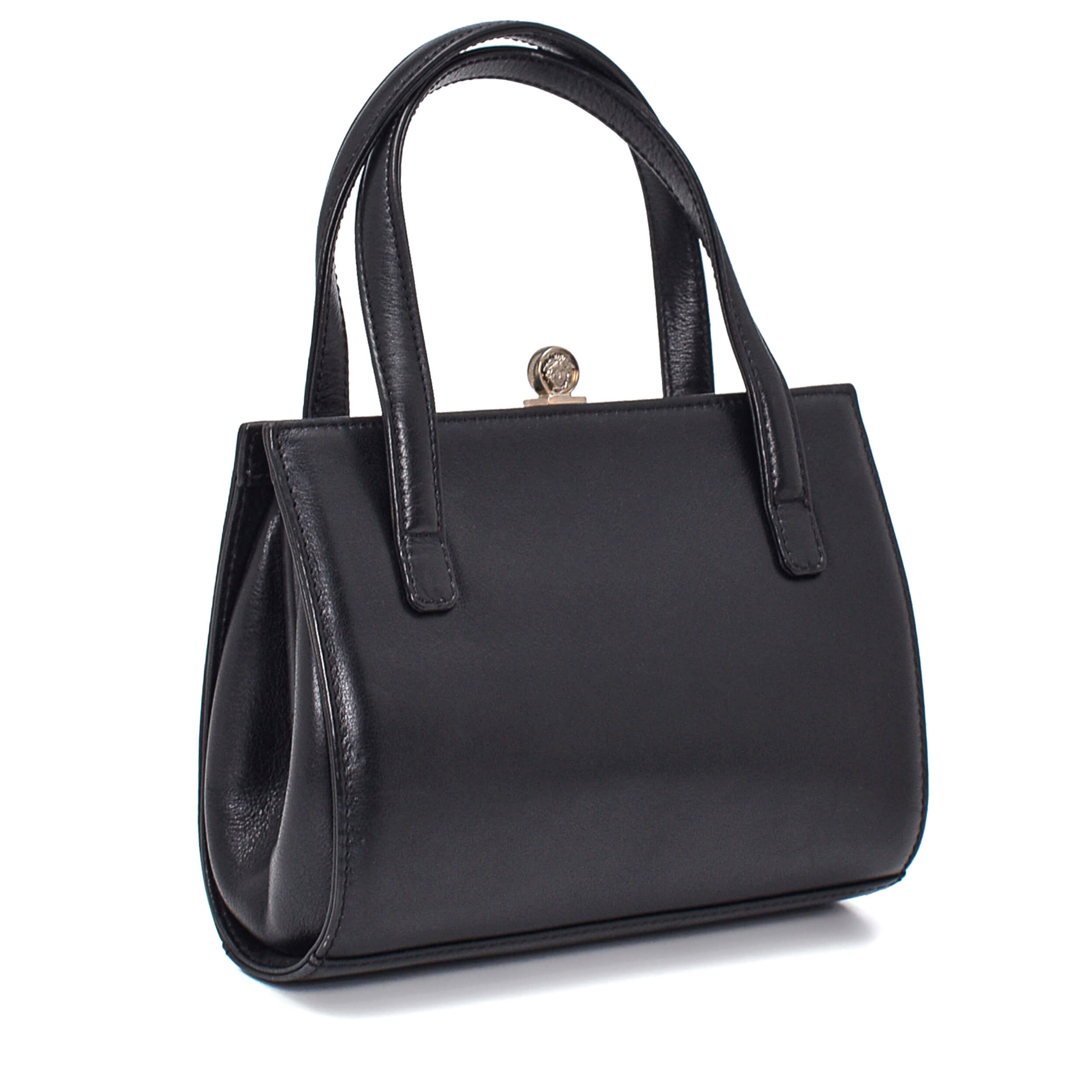 Versace - Black Leather Mini Top Handle Bag